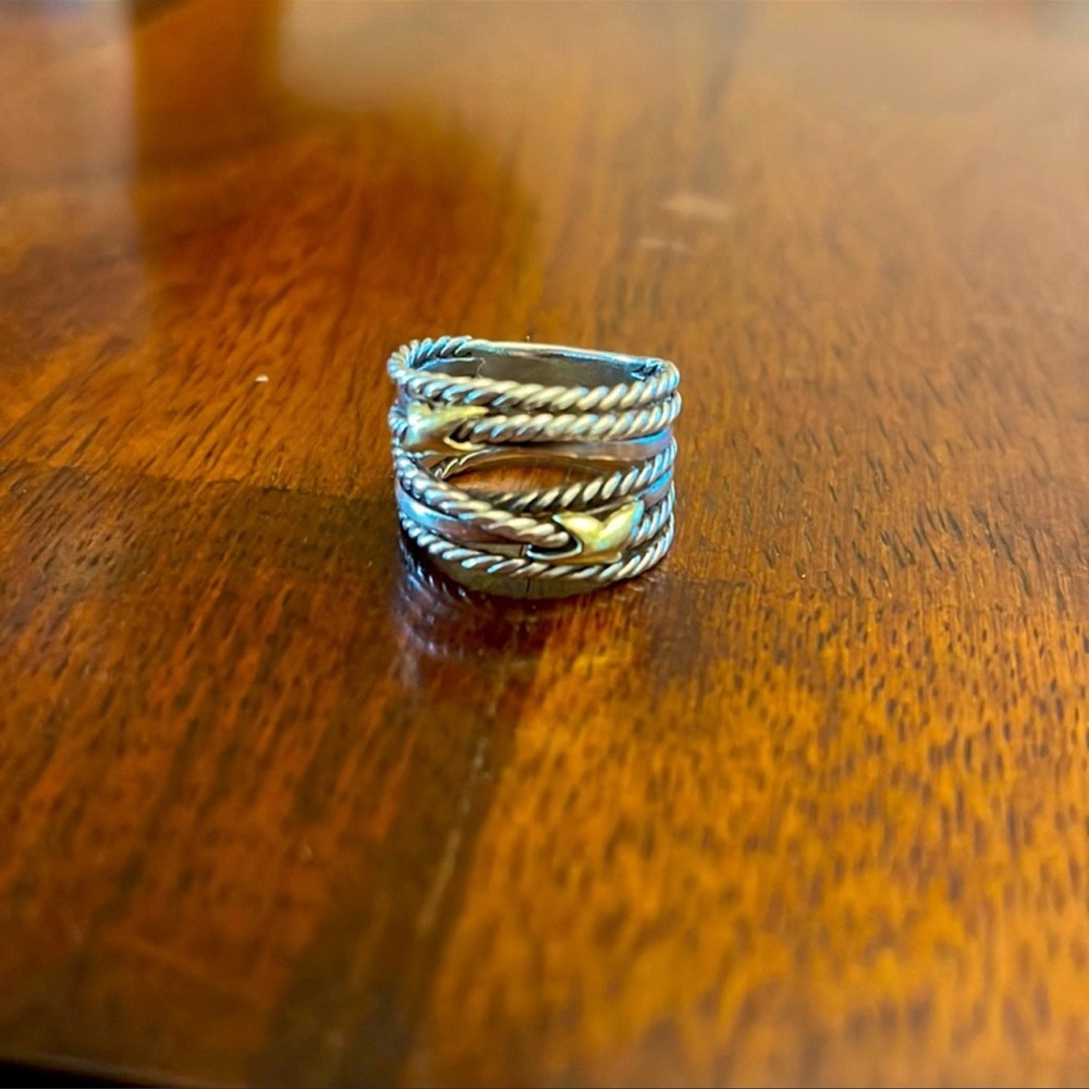 David Yurman Double X Crossover Ring with 18K Gold